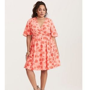 Torrid  Dress Floral Georgette  Wrap Dress Size 12